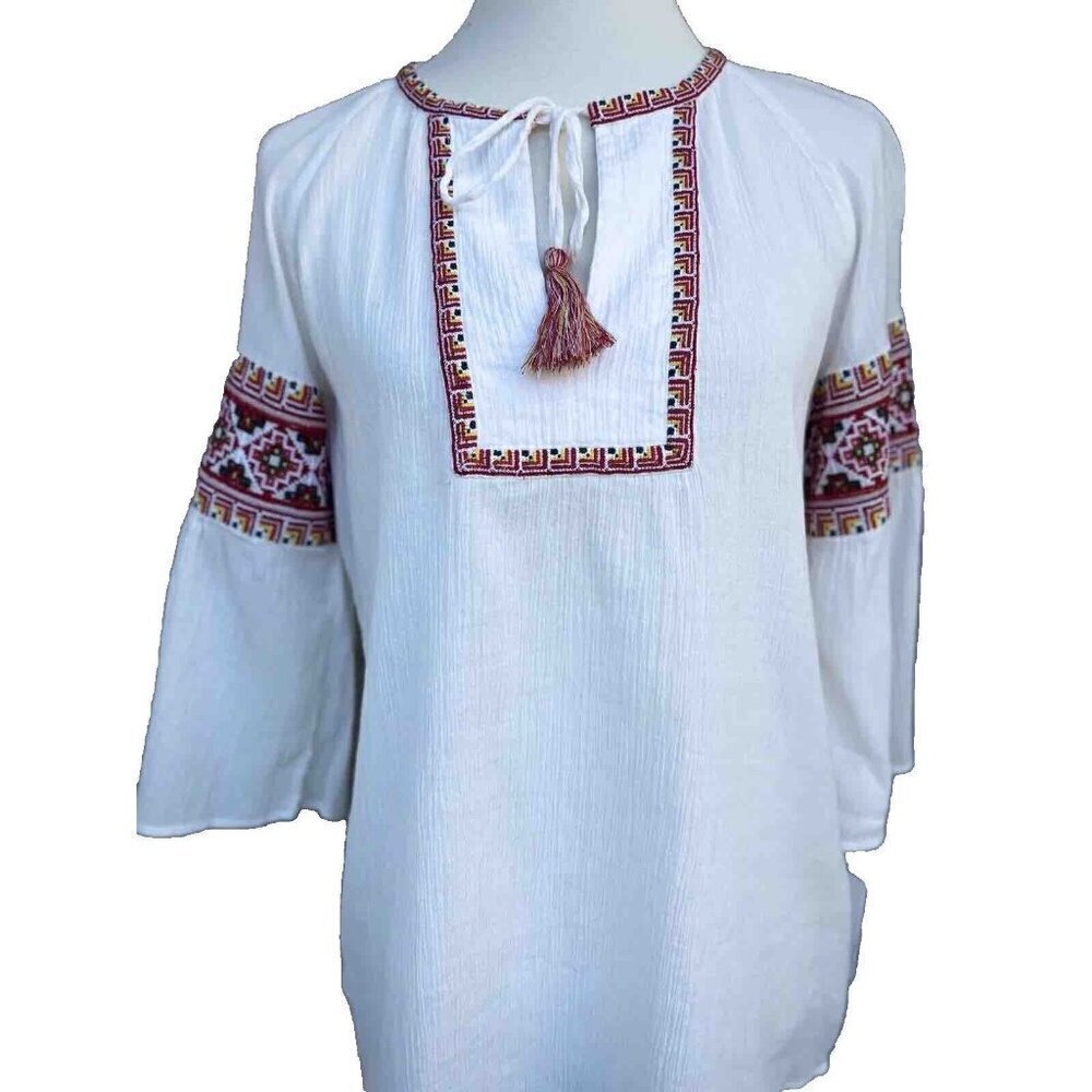 French Connection Women's White Adanna Embroidered Top Size M - Picture 10 of 15